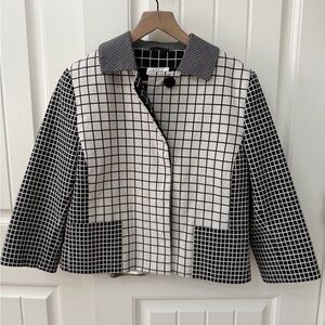Akris Punto Black and White Grid Cropped Blazer